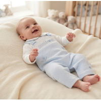 BW-13-451: Baby Boys Quilted 2 Piece Dungaree Outfit - Hug Me (NB-6 Months)